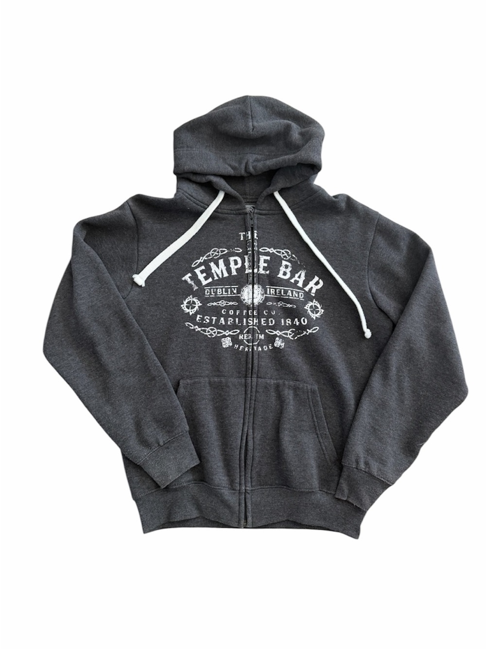 Vintage dark grey Temple Bar Ireland zip up hoodie